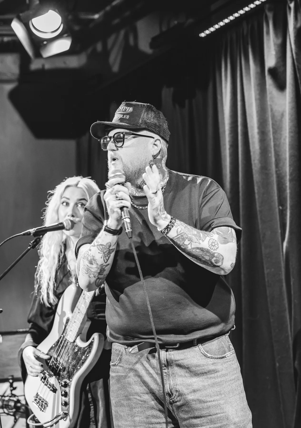 Two performers on stage