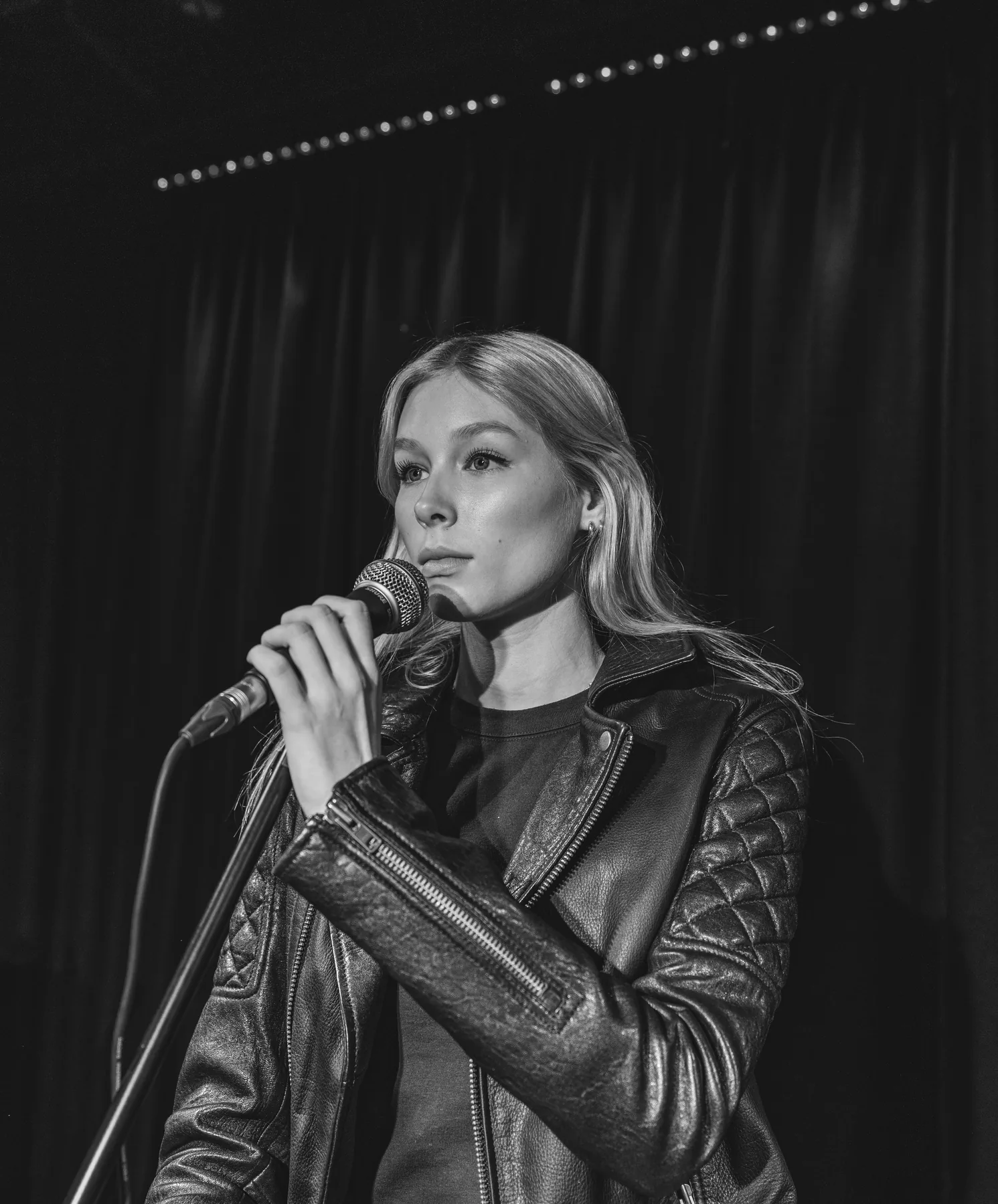 A singer at the microphone